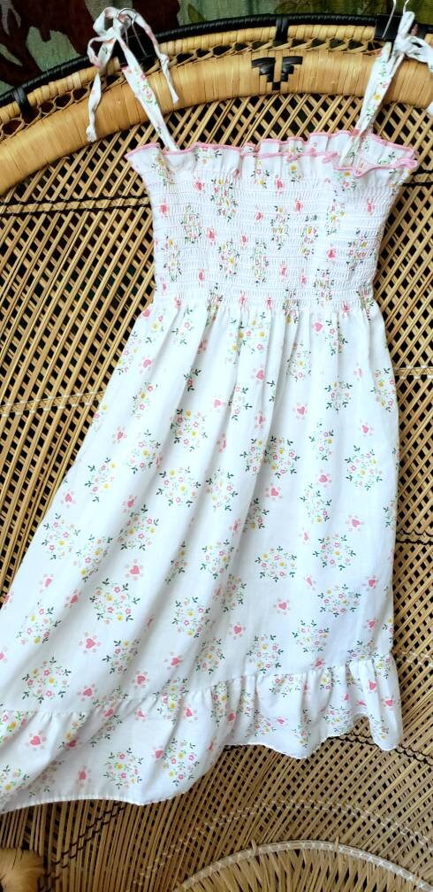 As Is 70s Heart and Floral Tie-Strap Summer Dress Girls - Image 5