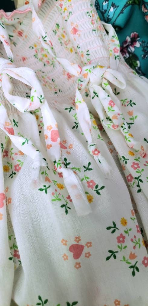 As Is 70s Heart and Floral Tie-Strap Summer Dress Girls - Image 9