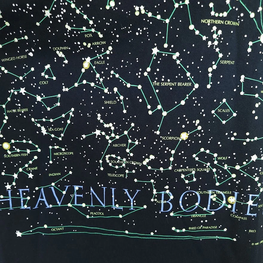 Astronomical Star Chart T-Shirt Vintage 90s Astronomy All Over Print Mens Size Medium - Image 2