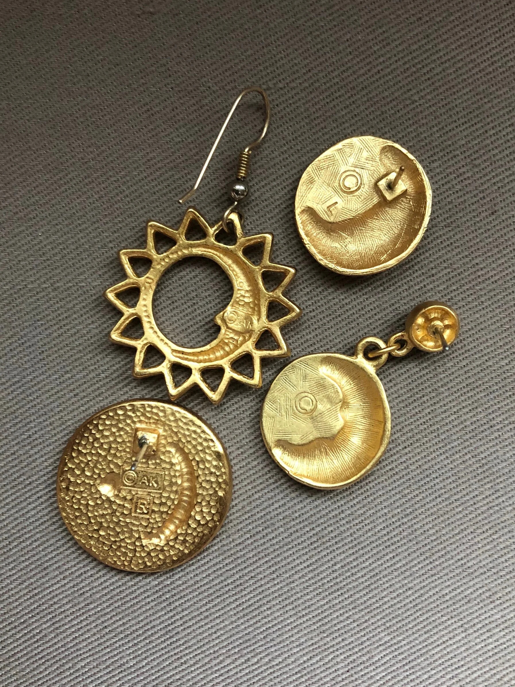 Asymmetrical Mismatched Moon Luner Celestial Statement Earrings for Pierced Ears by Anne Klein - Image 2