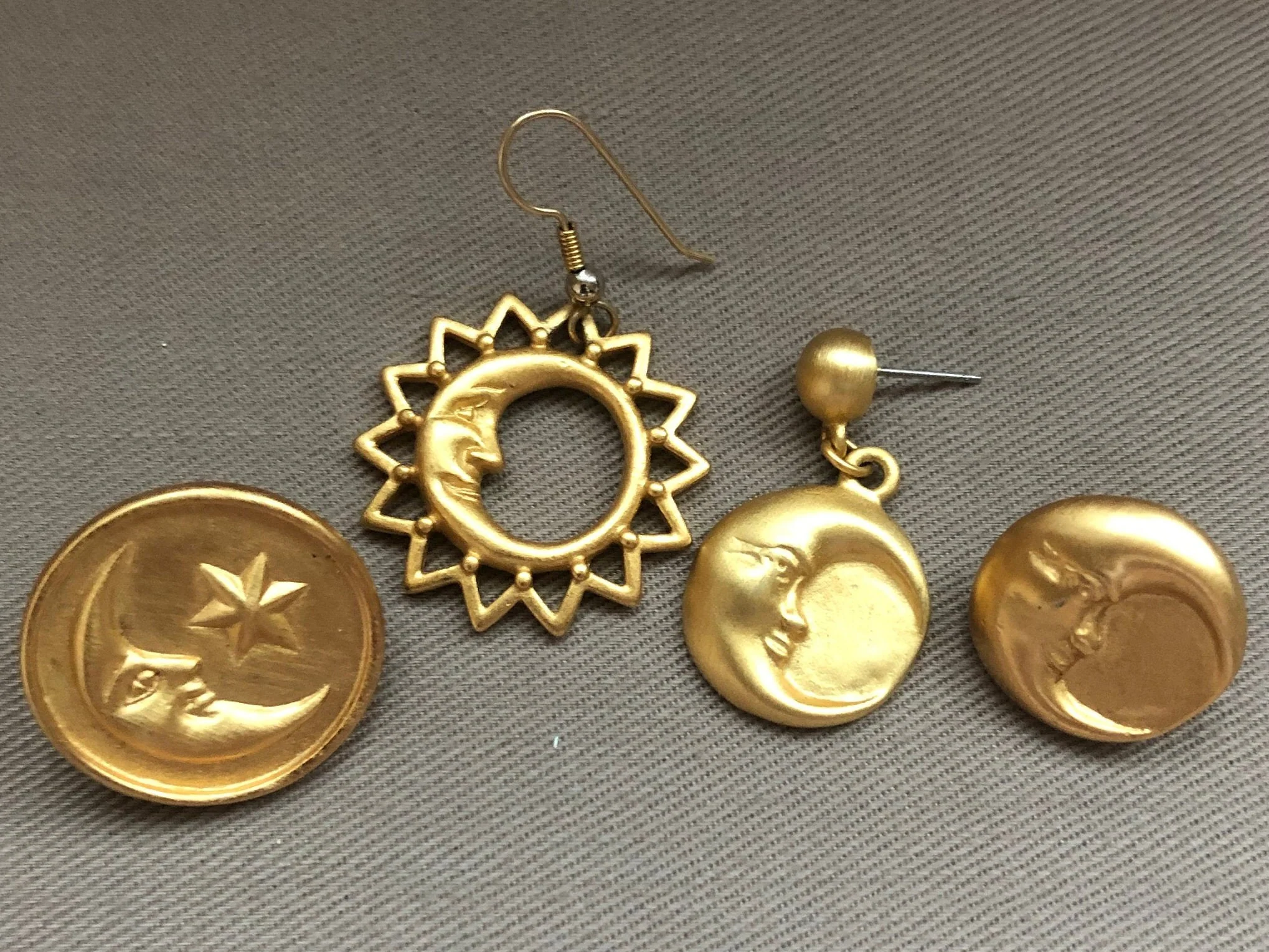 Asymmetrical Mismatched Moon Luner Celestial Statement Earrings for Pierced Ears by Anne Klein - Image 5