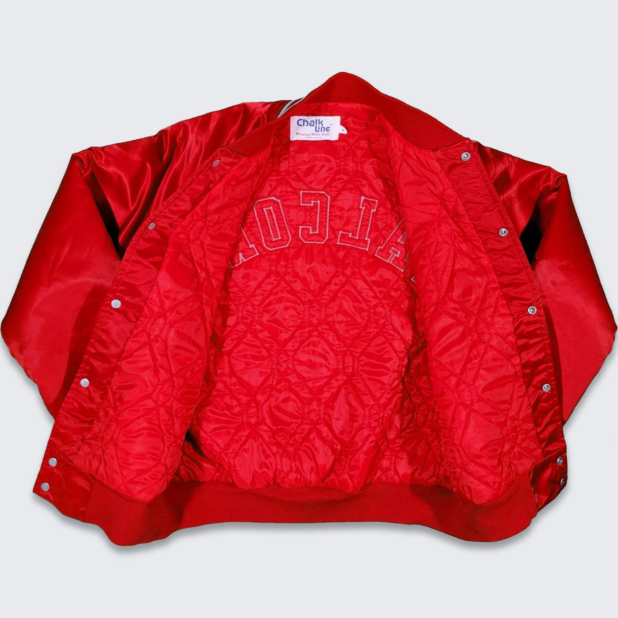Atlanta Falcons Vintage 80s Chalk Line Satin Bomber Jacket Nfl Football Red Coat Men's Size Medium by Chalk Line - Image 2