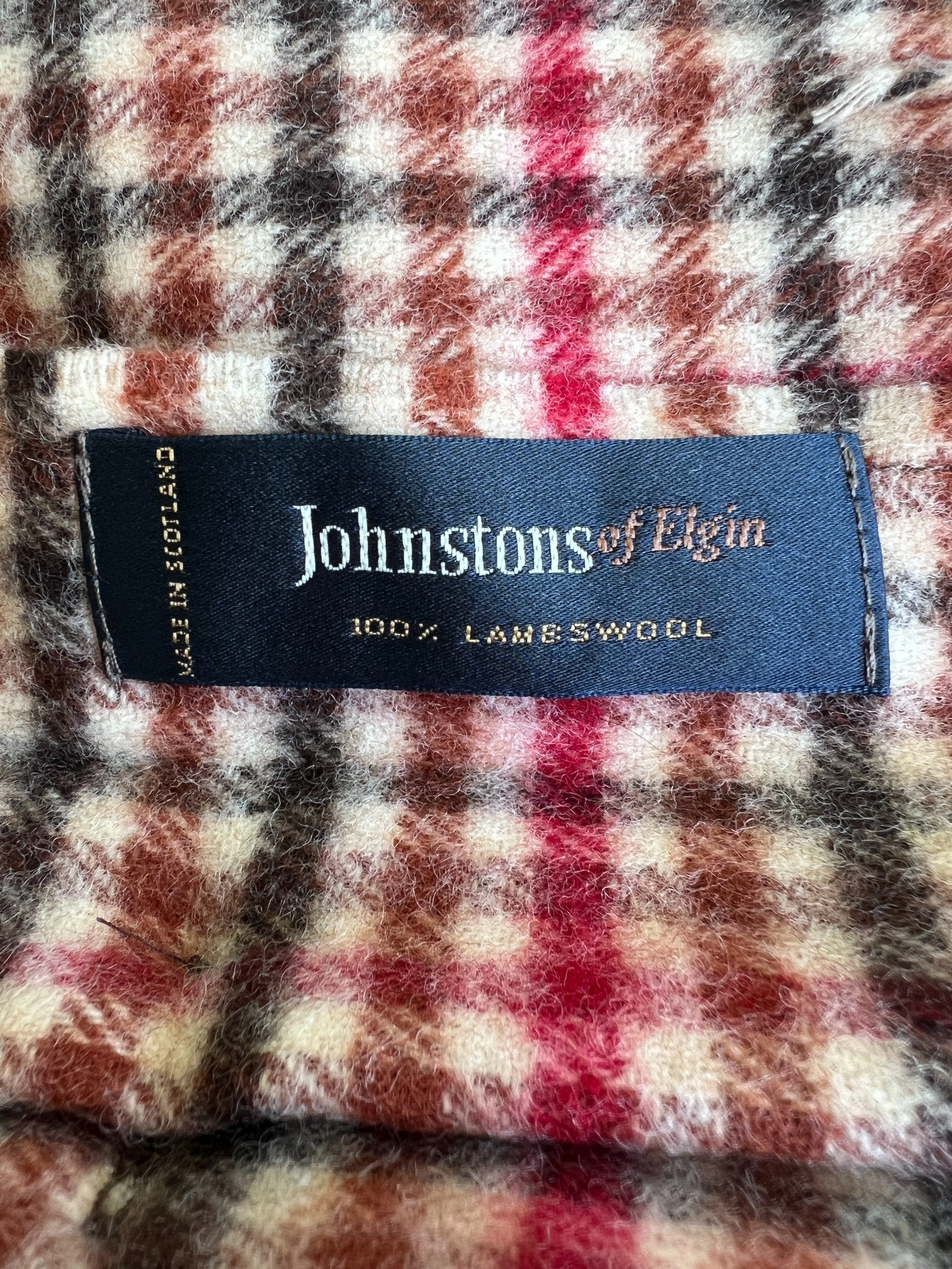 Autumn Tone Plaid Fringe Button Up Wool Scarf by Johnstons of Elgin - Image 6