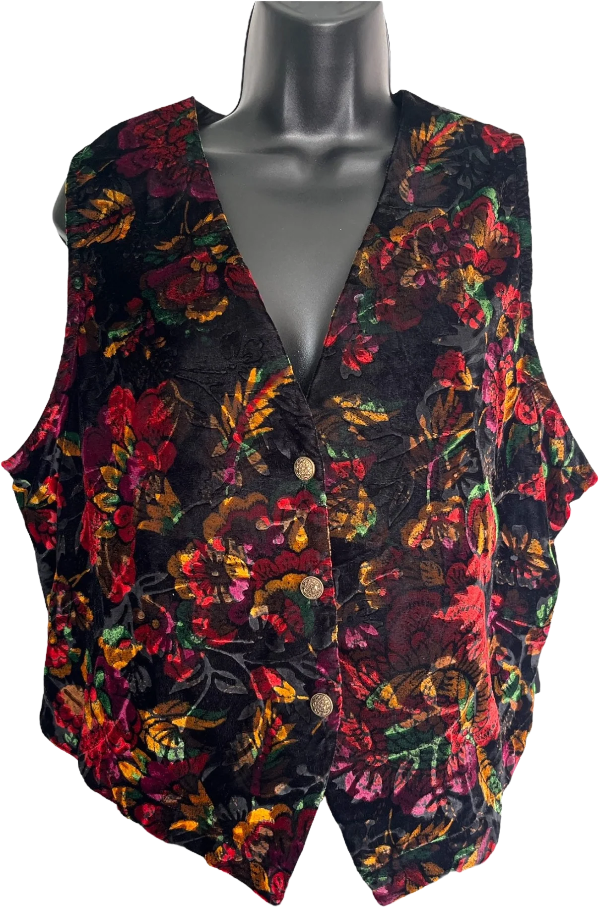 Autumnal Vintage Velvet Vest 80s 90s Black Autumn Fall Pumpkins Leaves Grandma Mom Teacher by Sostanza
