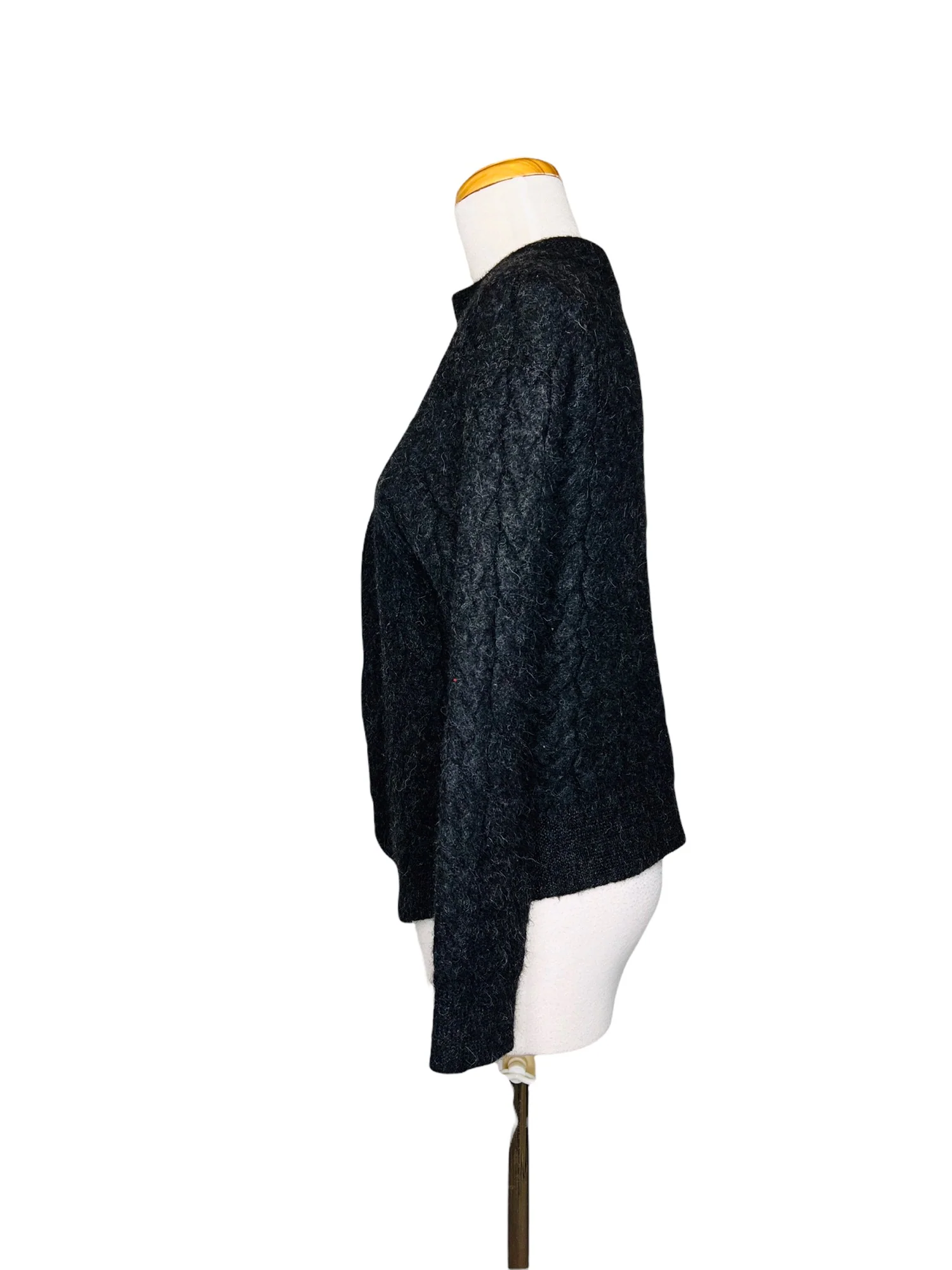 Baby Alpaca Womens Zip Up Cardigan Made In Peru Gray Chunky Knit Sz M by Blake - Image 4