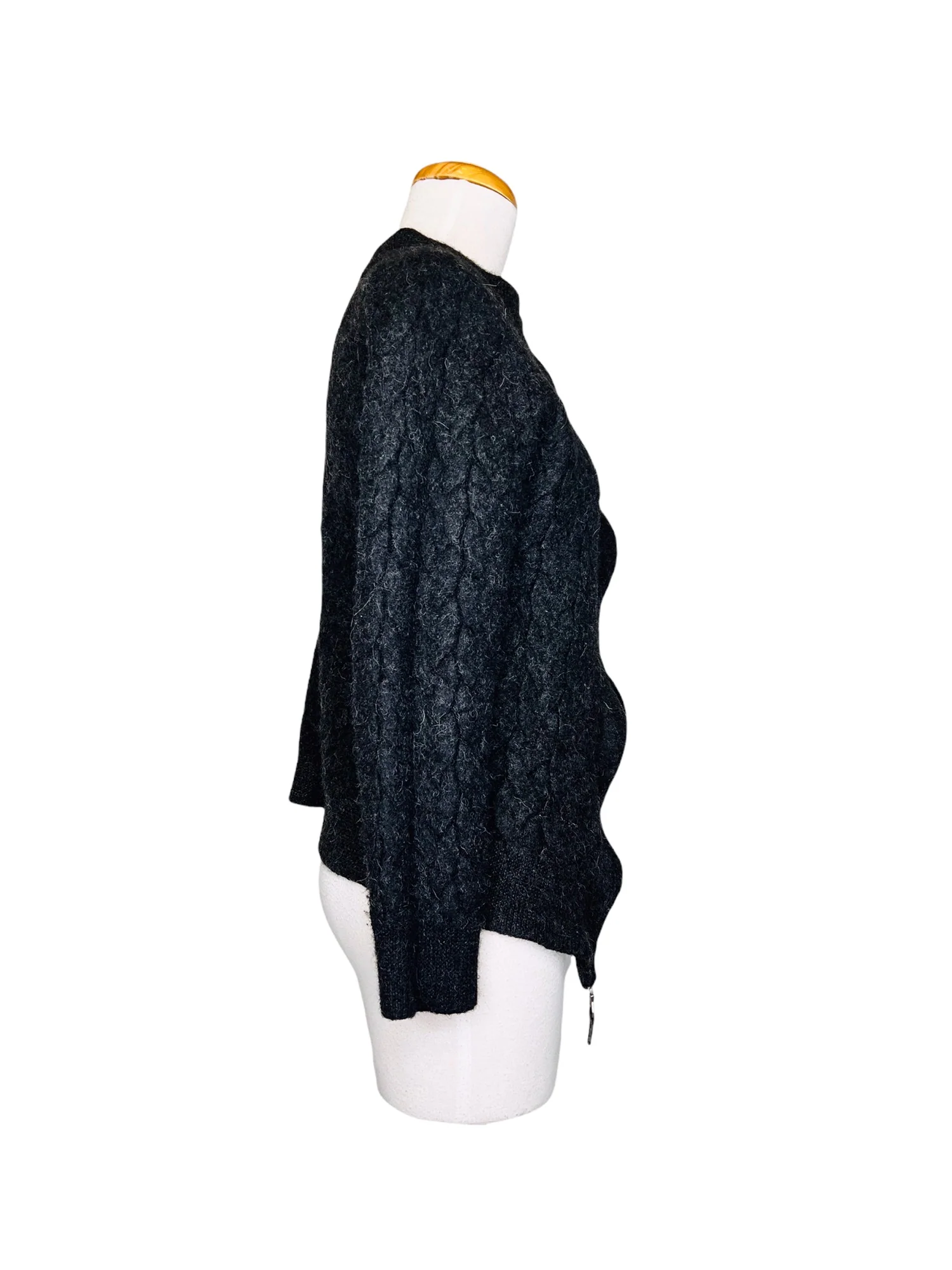 Baby Alpaca Womens Zip Up Cardigan Made In Peru Gray Chunky Knit Sz M by Blake - Image 5