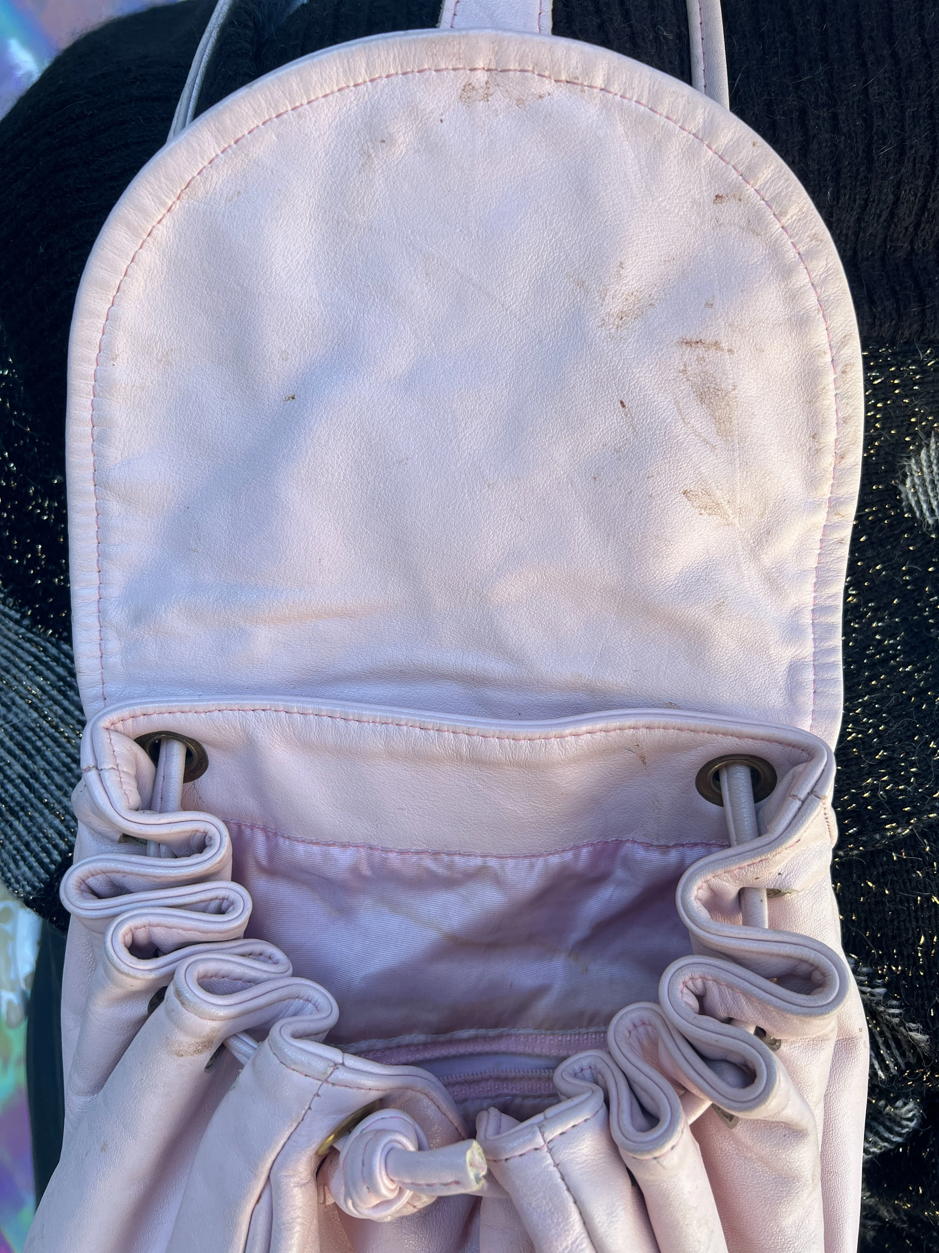 Baby Pink Crossbody Drawstring Leather Purse by Chanta - Image 7
