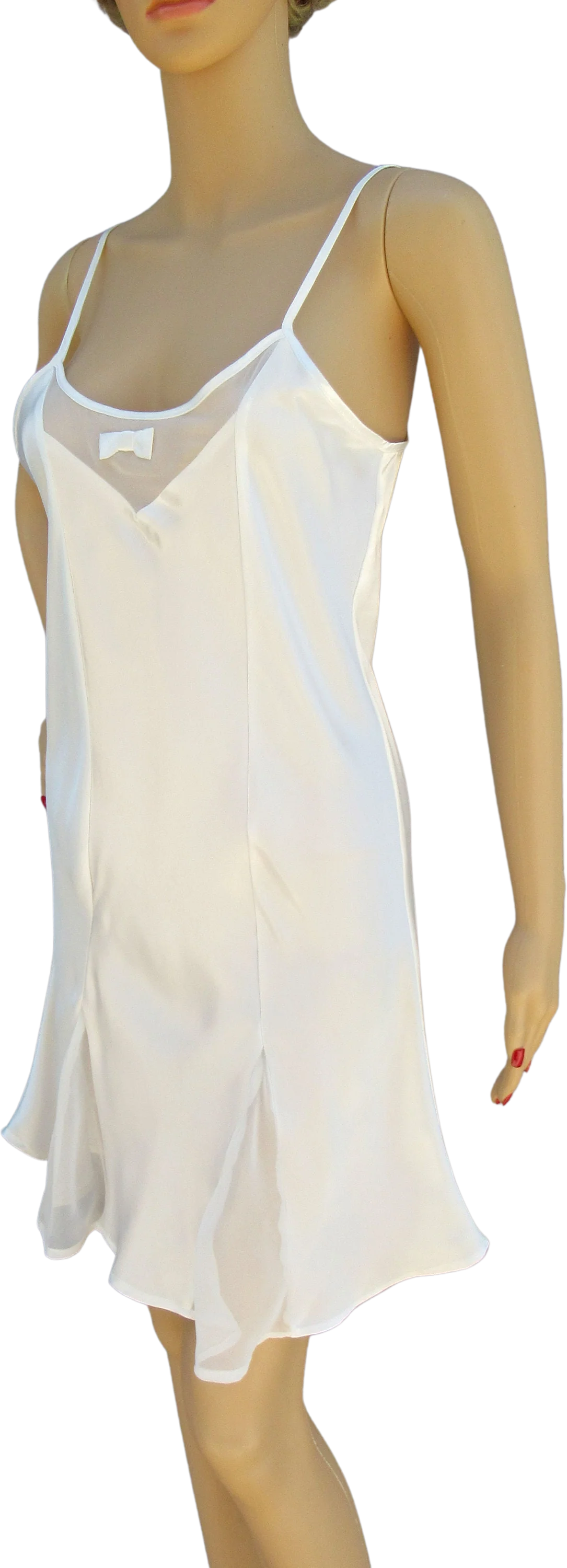 Babydoll Gown Sopre White Polyester Honeymoon Ready Small Sheer Inserts At Bodice and Hem Made In Philippines by Sopre