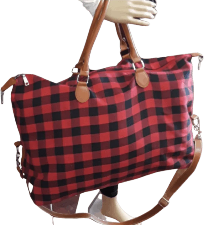 Buffalo Plaid Weekender Traveling Bag by Barbados Leather