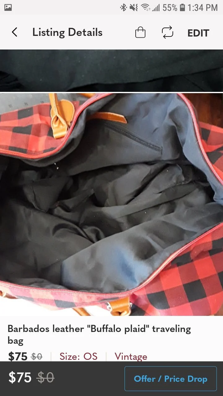Buffalo Plaid Weekender Traveling Bag by Barbados Leather - Image 6