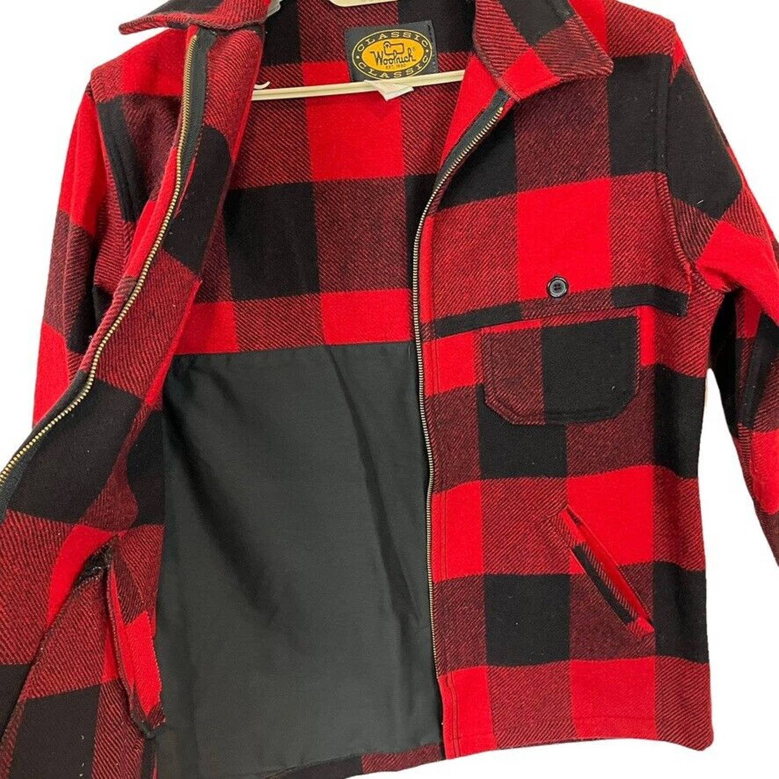 Barn Jacket Coat Mackinaw Buffalo Plaid Red Wool Mens Size Medium Vtg by Woolrich - Image 11