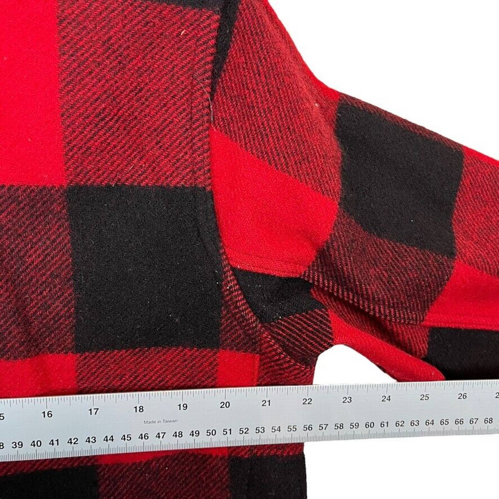 Barn Jacket Coat Mackinaw Buffalo Plaid Red Wool Mens Size Medium Vtg by Woolrich - Image 7