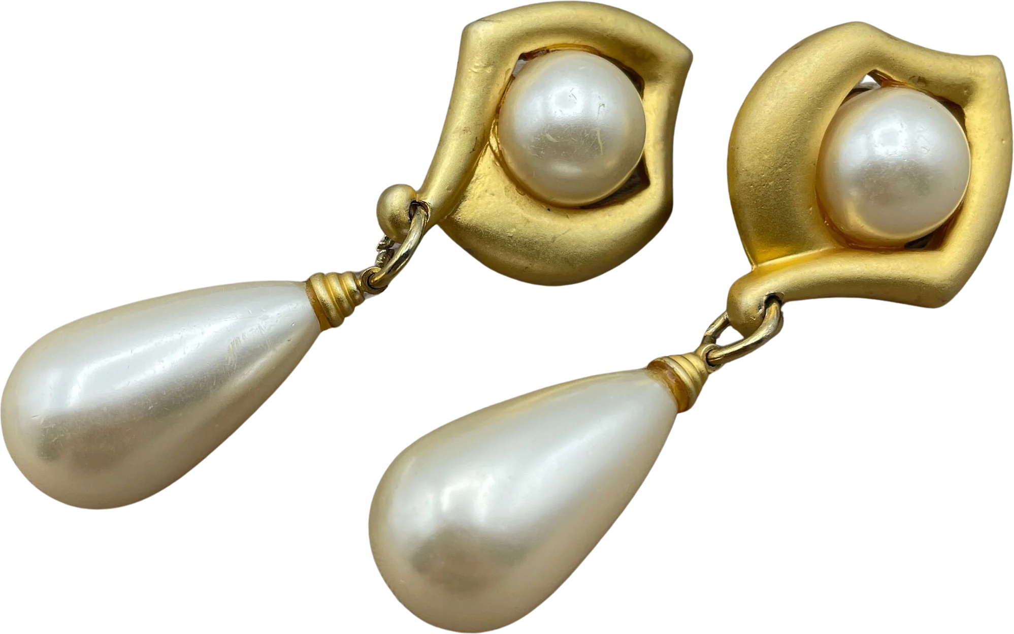 Baroque French Gold Pearl Clip-On Statement Earrings