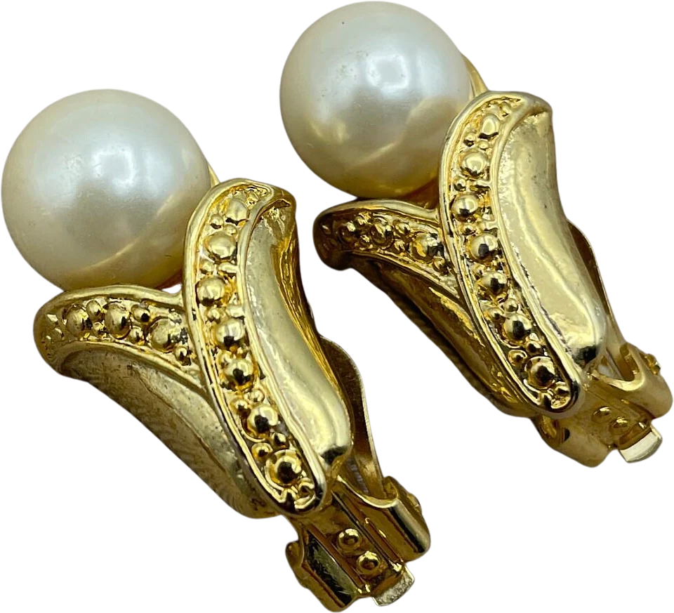 Baroque Pearl French Clip On Statement Earrings