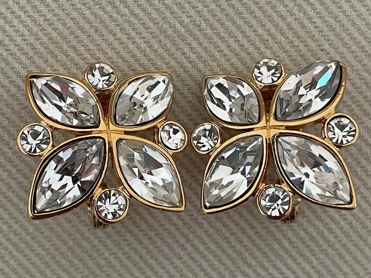 Baroque Signed Statement Clip On Earrings by Monet - Image 2