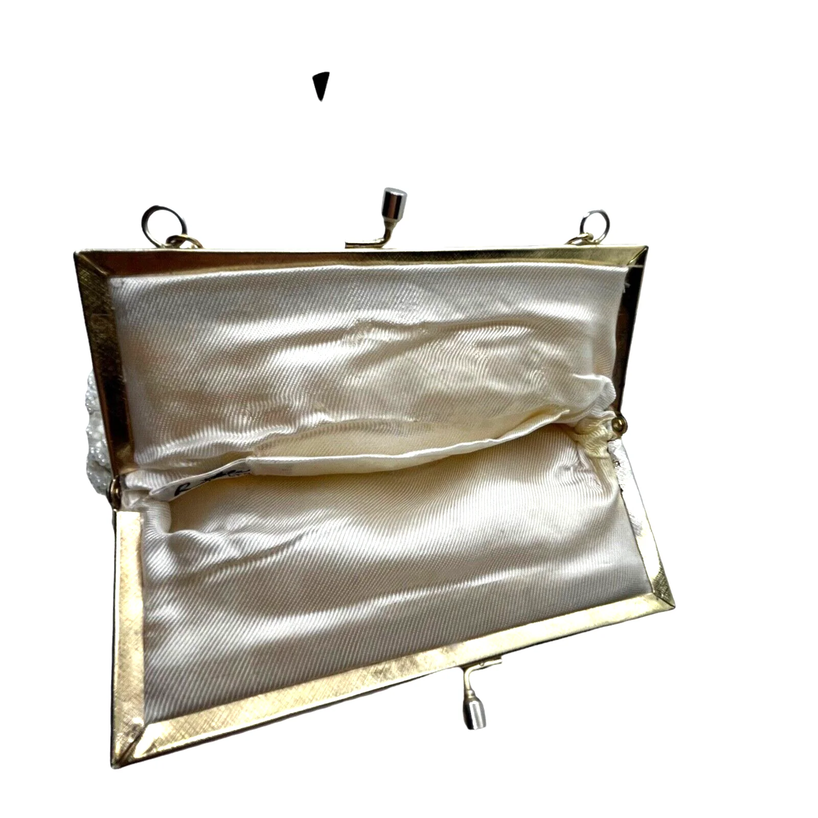 Beaded Evening Bag Glam White Gold Handmade 50s Clutch Wristlet by La Regale - Image 4