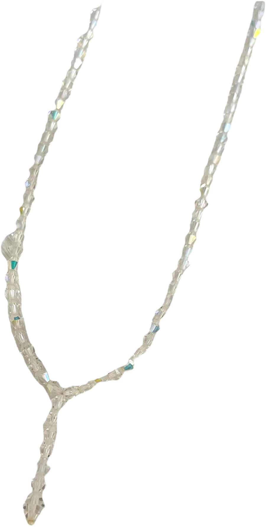 Beaded Y Necklace Iridescent Beads - Image 2