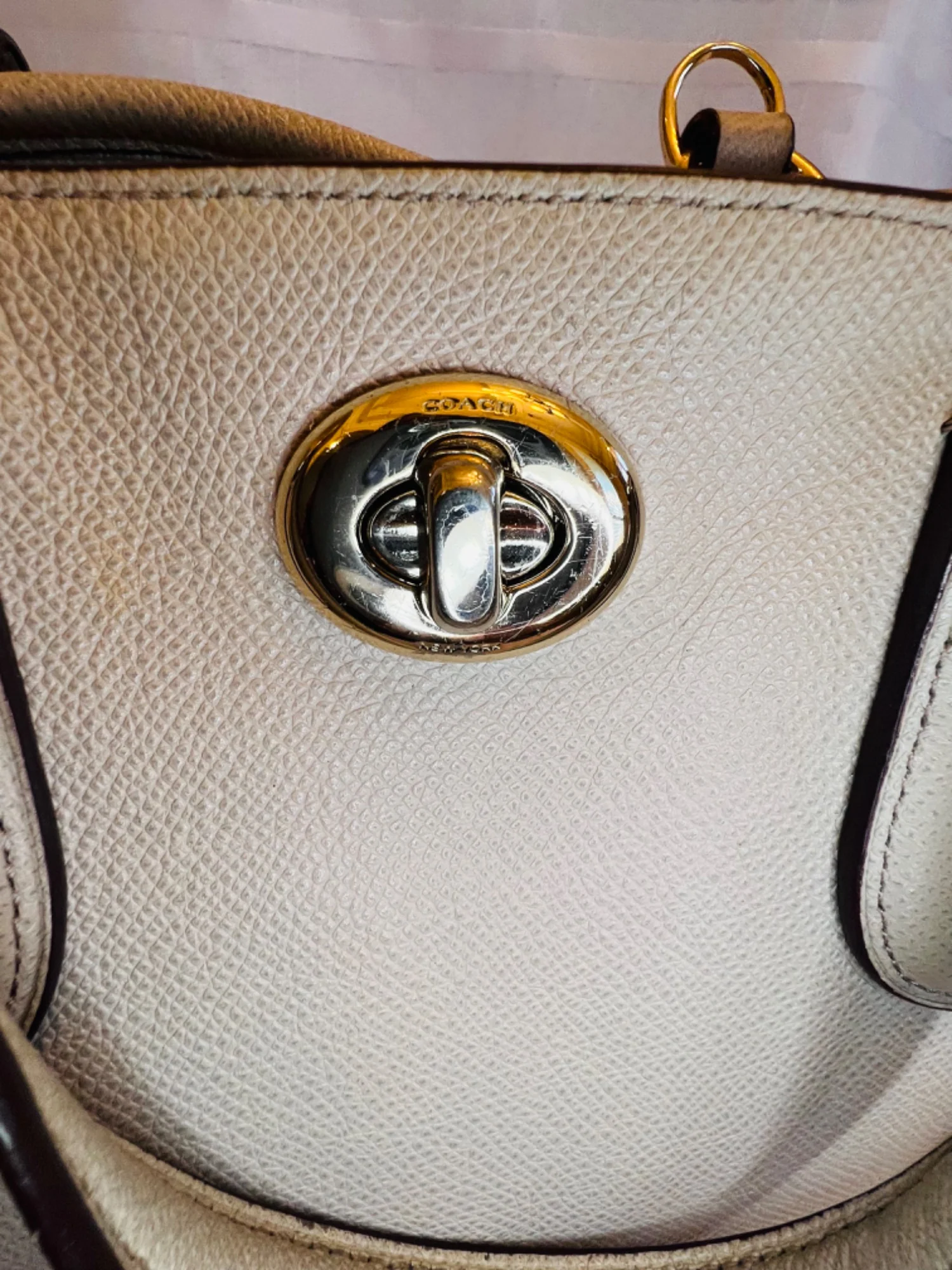 Beige Crossbrain Leather Street Prince Satchel Top Handles 14 In X 11 In by Coach - Image 14
