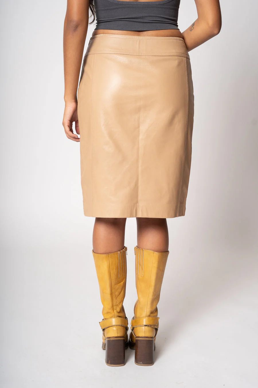 Beige Leather Pencil Skirt by Michael Kors - Image 2
