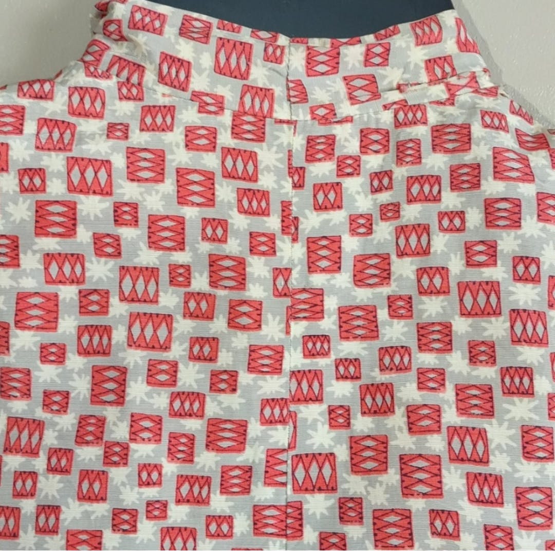 Beige and Orange Square Button Up Shirt - Image 5