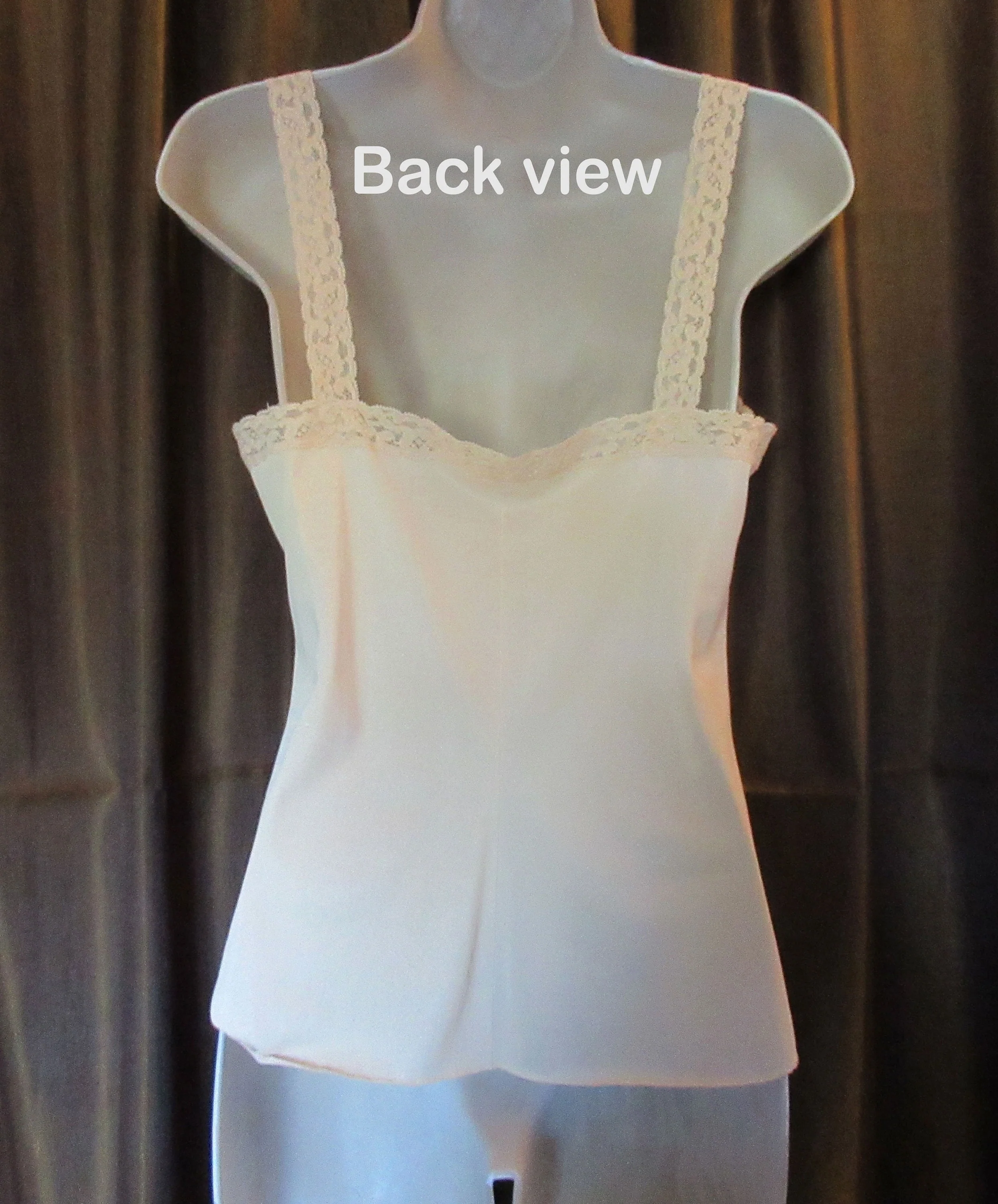 Beige Olga Small Camisole Nylon with Floral Lace Low Cut V-Neckline Lace Stretchy Straps Very Pretty Cami Vintage by Olga - Image 9