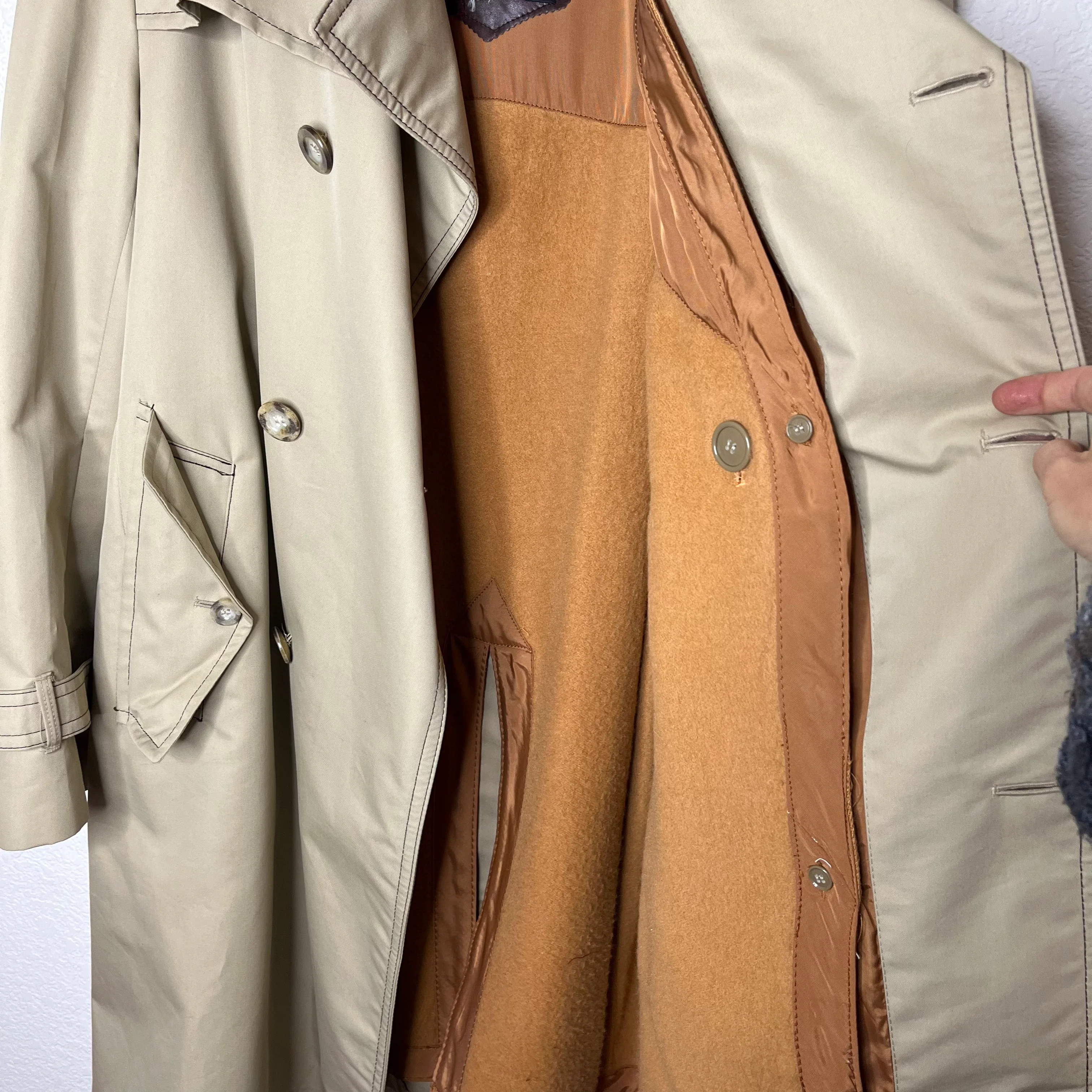 Beige Trench Coat Removable Lining Double Breasted By Cortefiel - Image 4