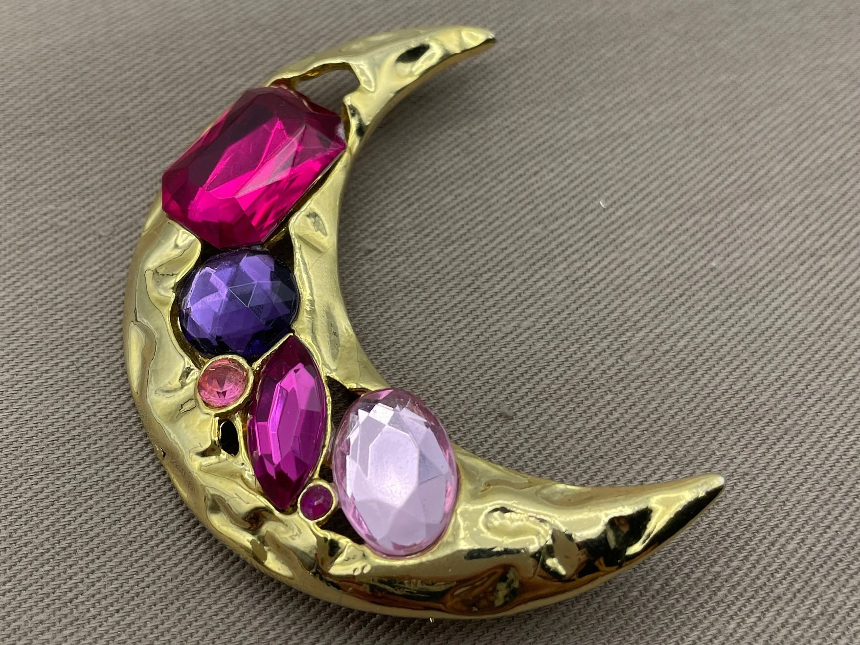 Bejeweled Crescent Moon Brooch Signed by Park Lane - Image 2