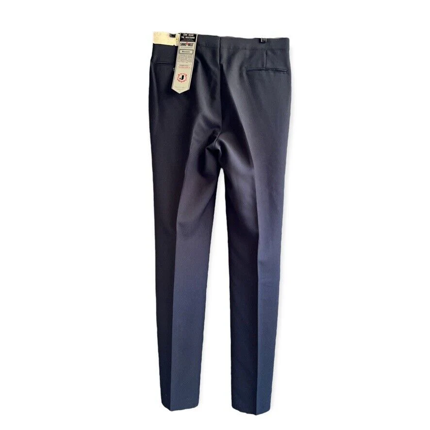 70s Navy Dacron Wool Pants Dress Slacks Unhemmed 36" By Sansa Pants - Image 2