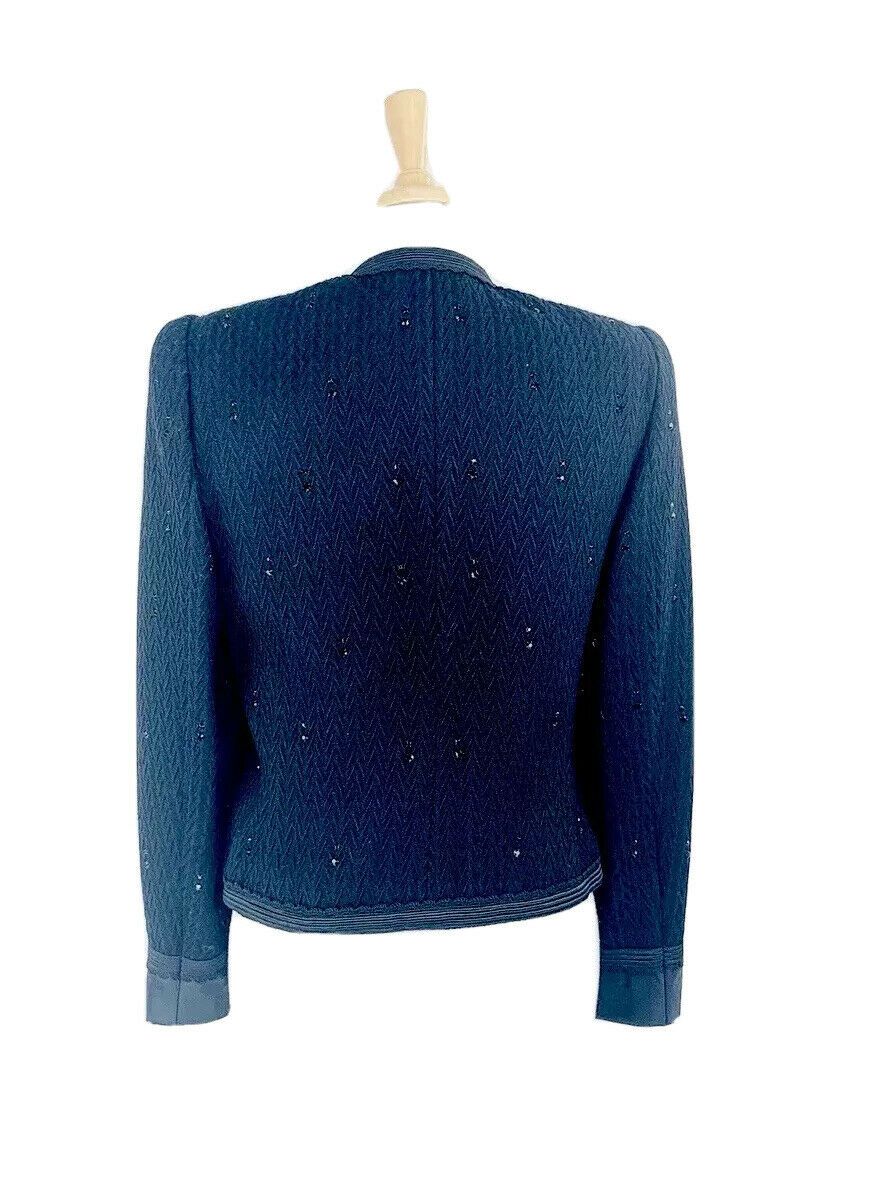 Benton Ltd Vintage 90s Blazer Black Glass Beads Jacket Size 10 by Richard Assatly - Image 2