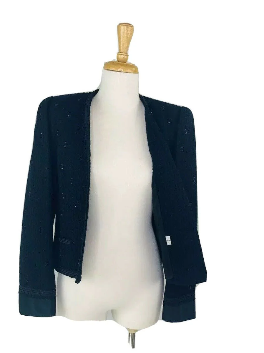 Benton Ltd Vintage 90s Blazer Black Glass Beads Jacket Size 10 by Richard Assatly - Image 5