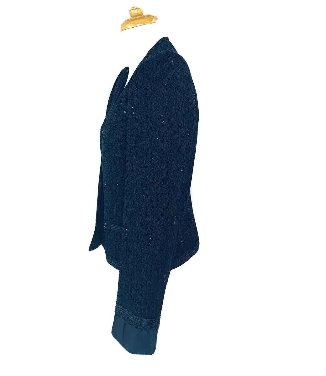 Benton Ltd Vintage 90s Blazer Black Glass Beads Jacket Size 10 by Richard Assatly - Image 7