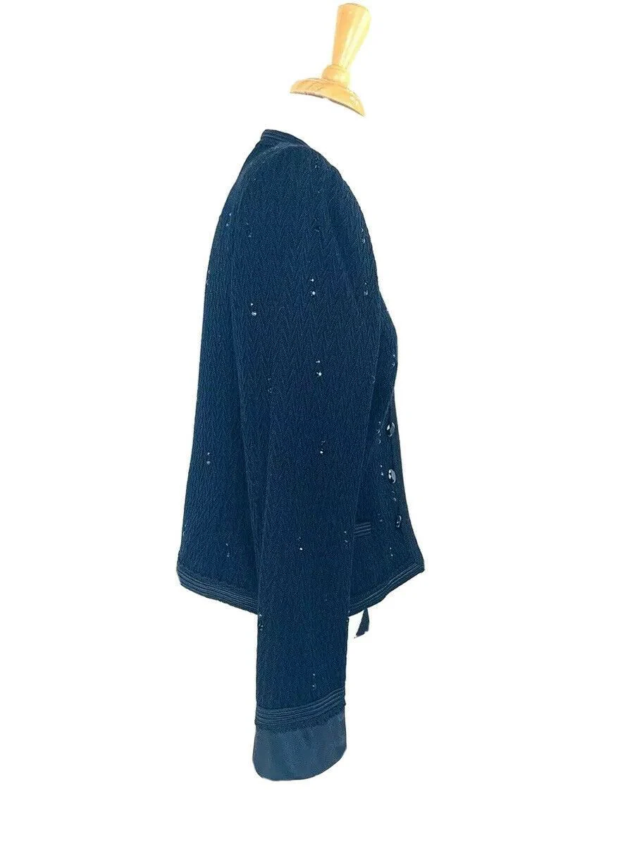Benton Ltd Vintage 90s Blazer Black Glass Beads Jacket Size 10 by Richard Assatly - Image 9
