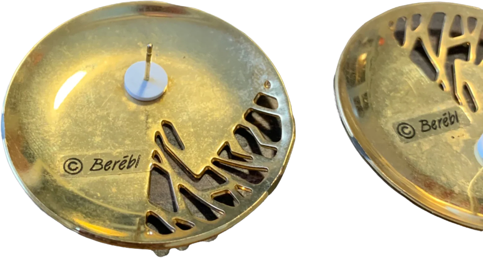 Berebi Enamel Tangerine Orange Gold Tone Earrings By Berebi - Image 2