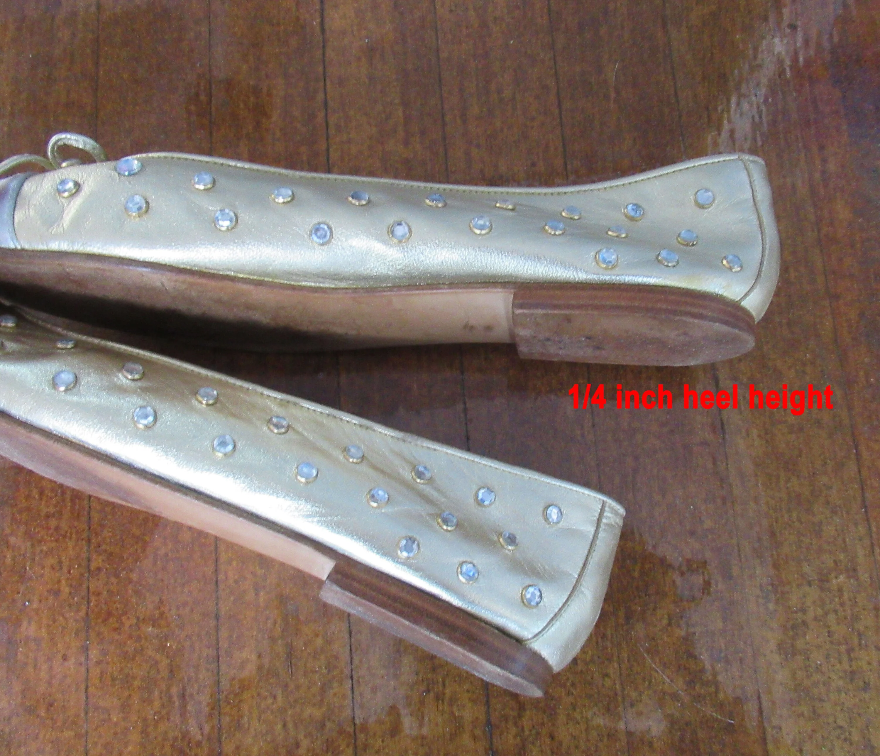 Beverly Feldman Ballet Flats Love and Desire Goldsilver Metallic Shoes W Rhinestone Trim Too Much Is Not Enough Made In Spain Vintage by Beverly Feldman - Image 10