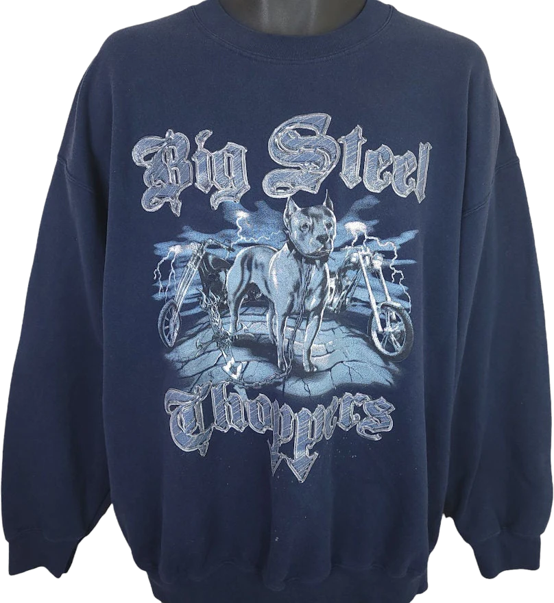 Big Steel Choppers Sweatshirt Vintage 00s Pitbull Dog Pit Bull Terrier Mens Size Xl
