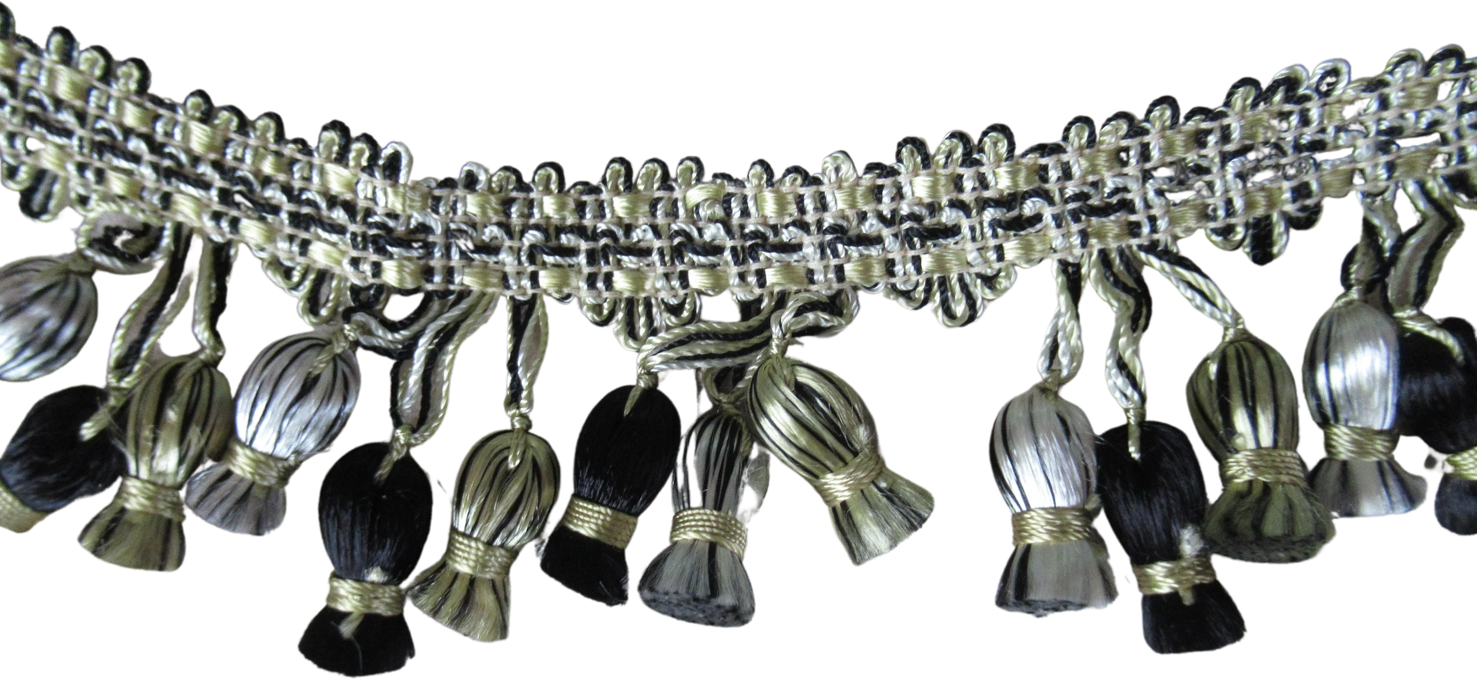 Black and Gold Tassel Fringe Trim 169 Total Es (475 Yards) 175 Wide Fringe W Balls for Drapes Pillows Purses Ottomans Etc