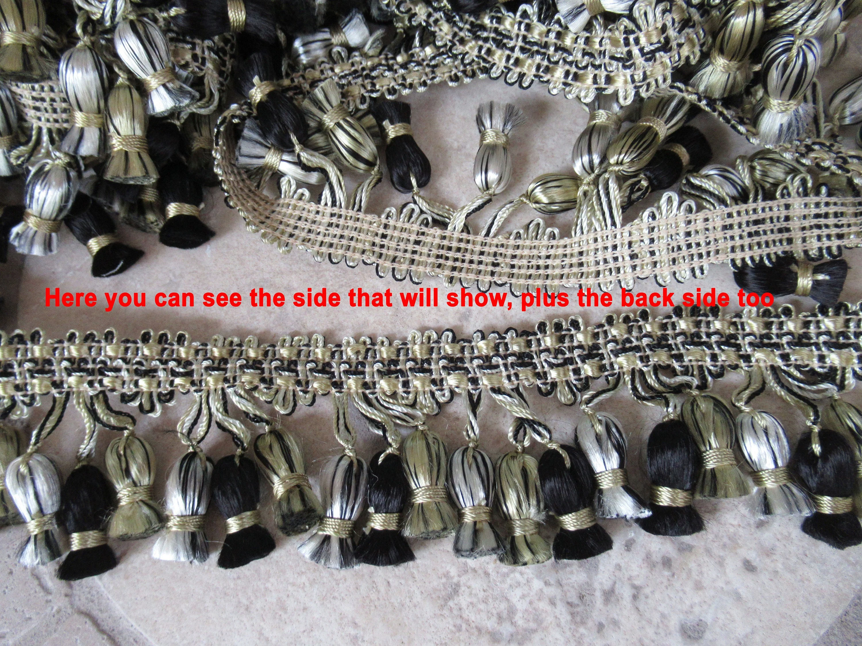 Black and Gold Tassel Fringe Trim 169 Total Es (475 Yards) 175 Wide Fringe W Balls for Drapes Pillows Purses Ottomans Etc - Image 2