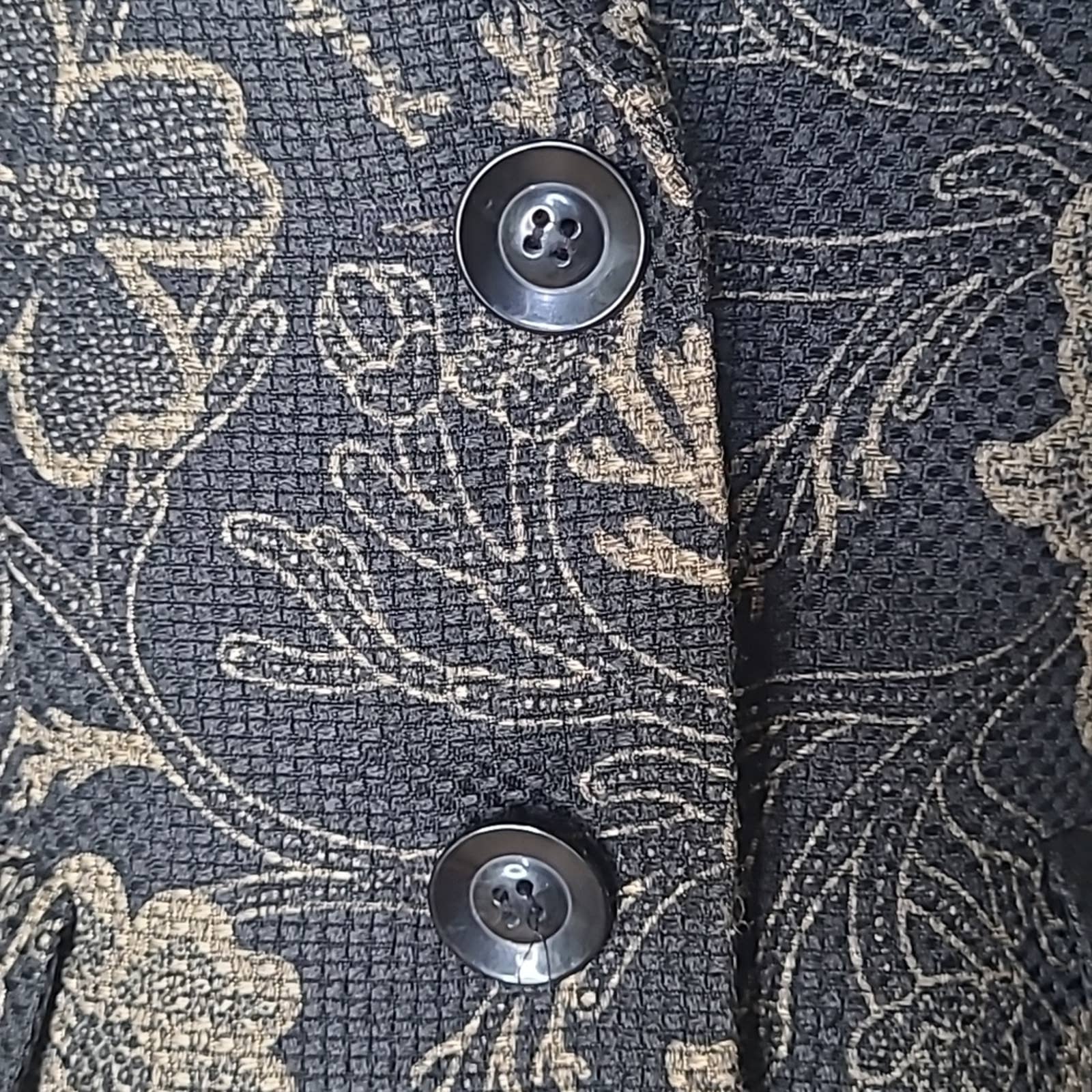 Black and Sage Green Floral Print Collared Long-Sleeved Blazer - Sz. S by Evan Picone - Image 7