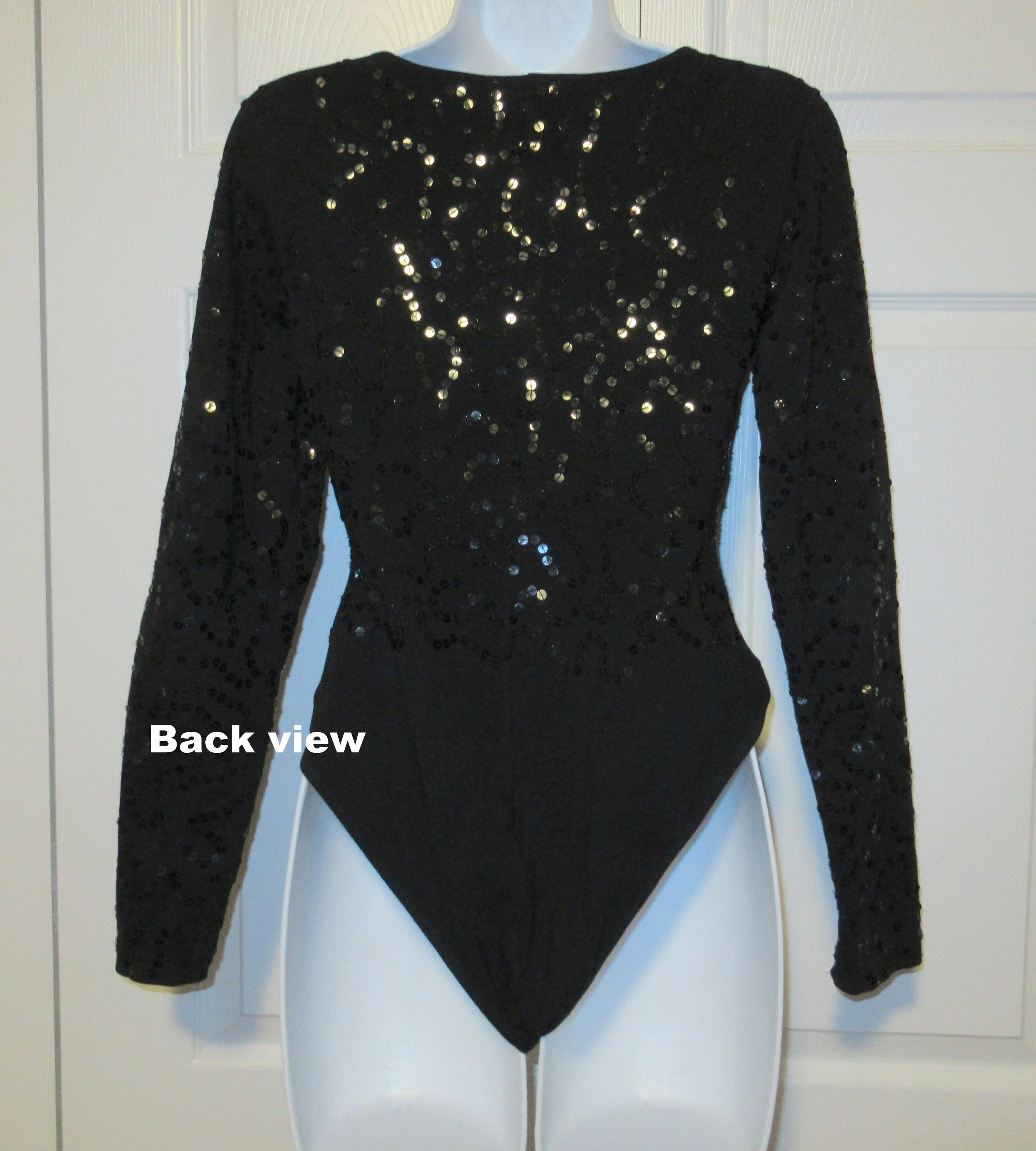 Black Bodysuit Beaded W Sequins Donna Karan New York Dkny Long Sleeve Made In Hong Kong Stretch with Cotton Spandex Mix by Donna Karan - Image 10