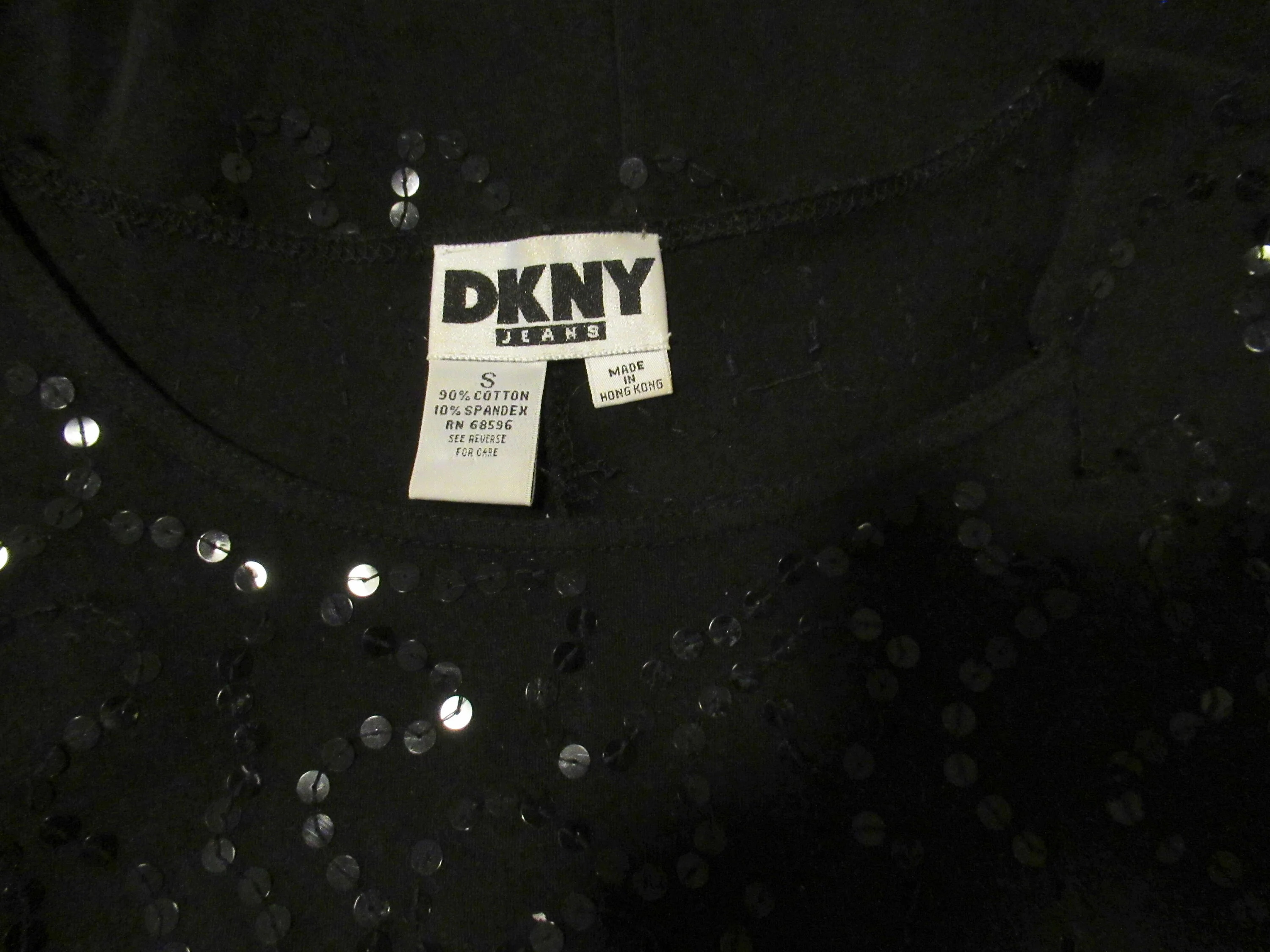 Black Bodysuit Beaded W Sequins Donna Karan New York Dkny Long Sleeve Made In Hong Kong Stretch with Cotton Spandex Mix by Donna Karan - Image 8