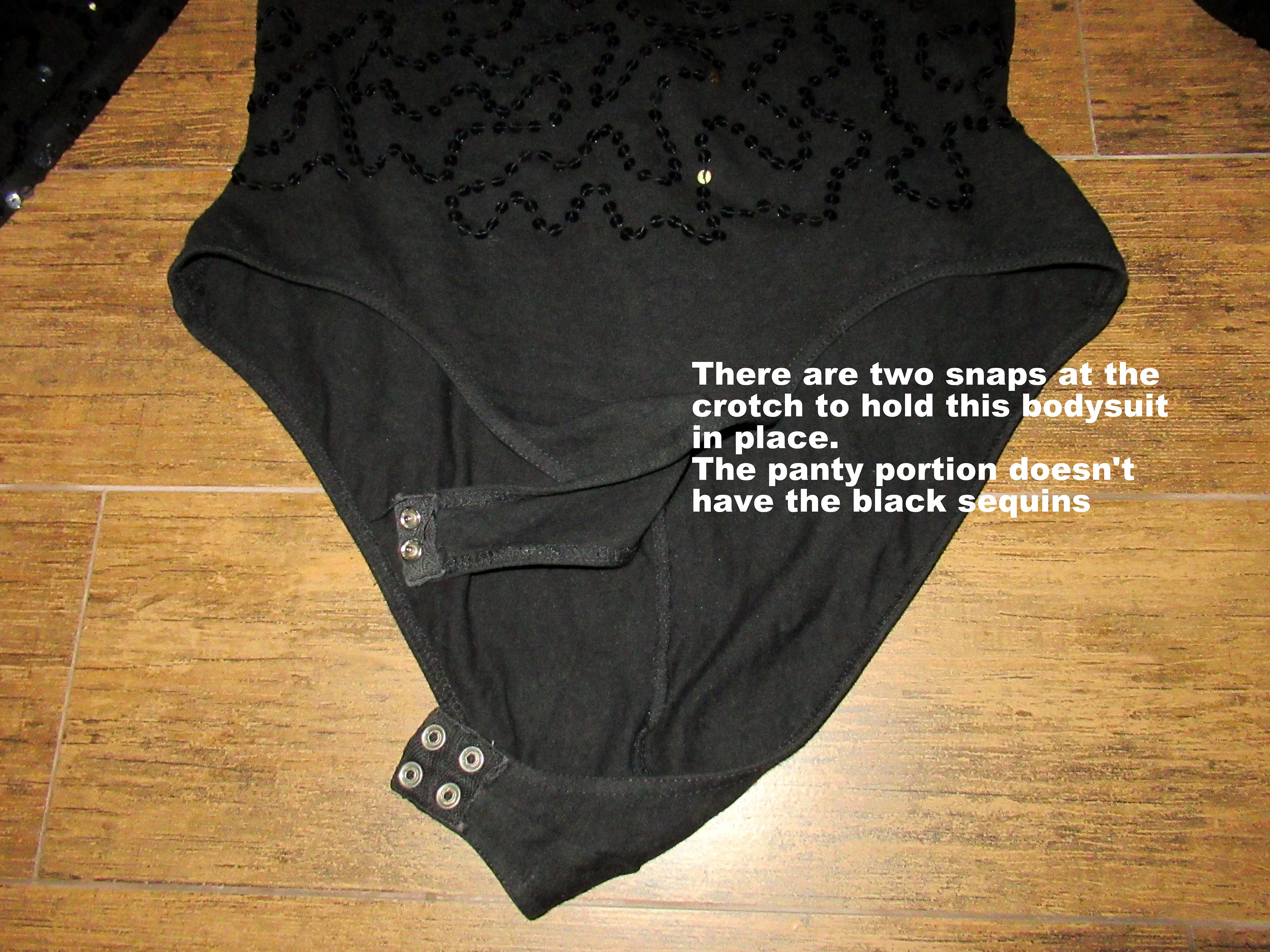Black Bodysuit Beaded W Sequins Donna Karan New York Dkny Long Sleeve Made In Hong Kong Stretch with Cotton Spandex Mix by Donna Karan - Image 9