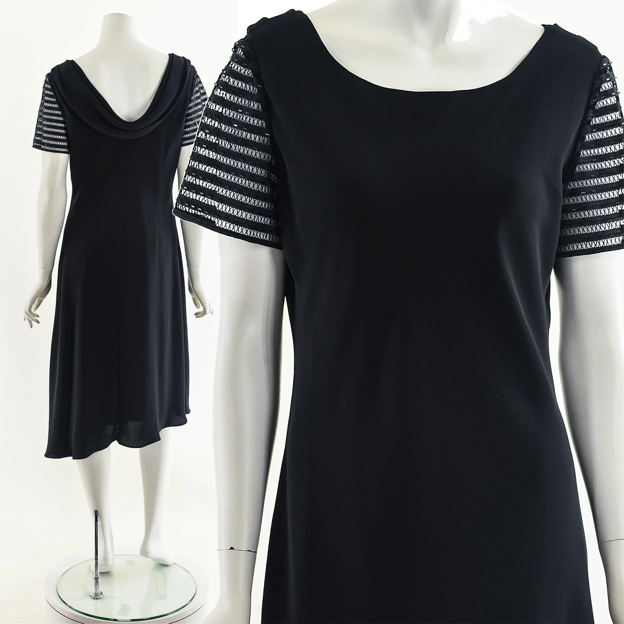 Black Chiffon Asymmetric Hem Midi Dress by Donna Morgan - Image 2