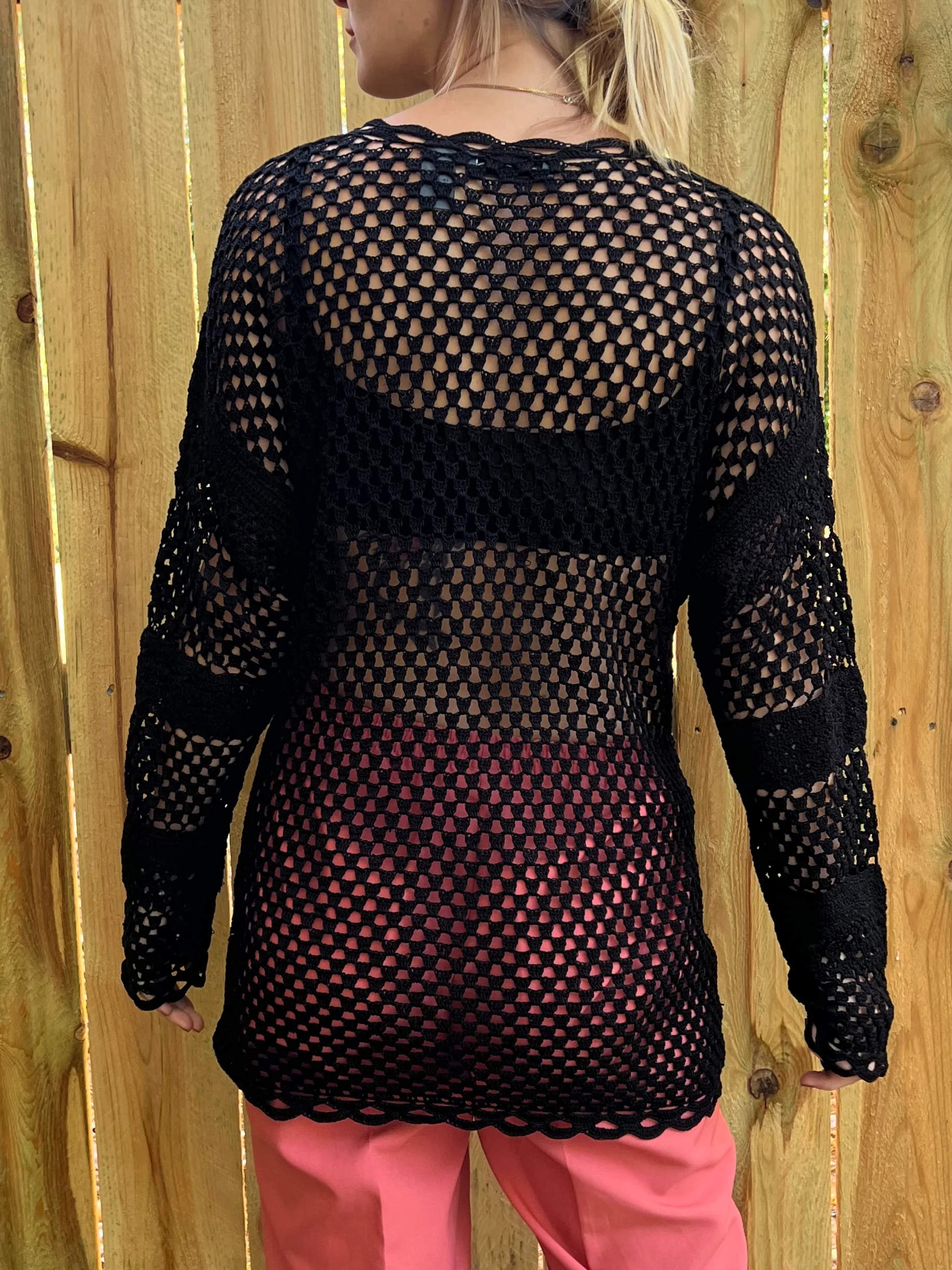 Black Crochet and Beaded Top - Image 9
