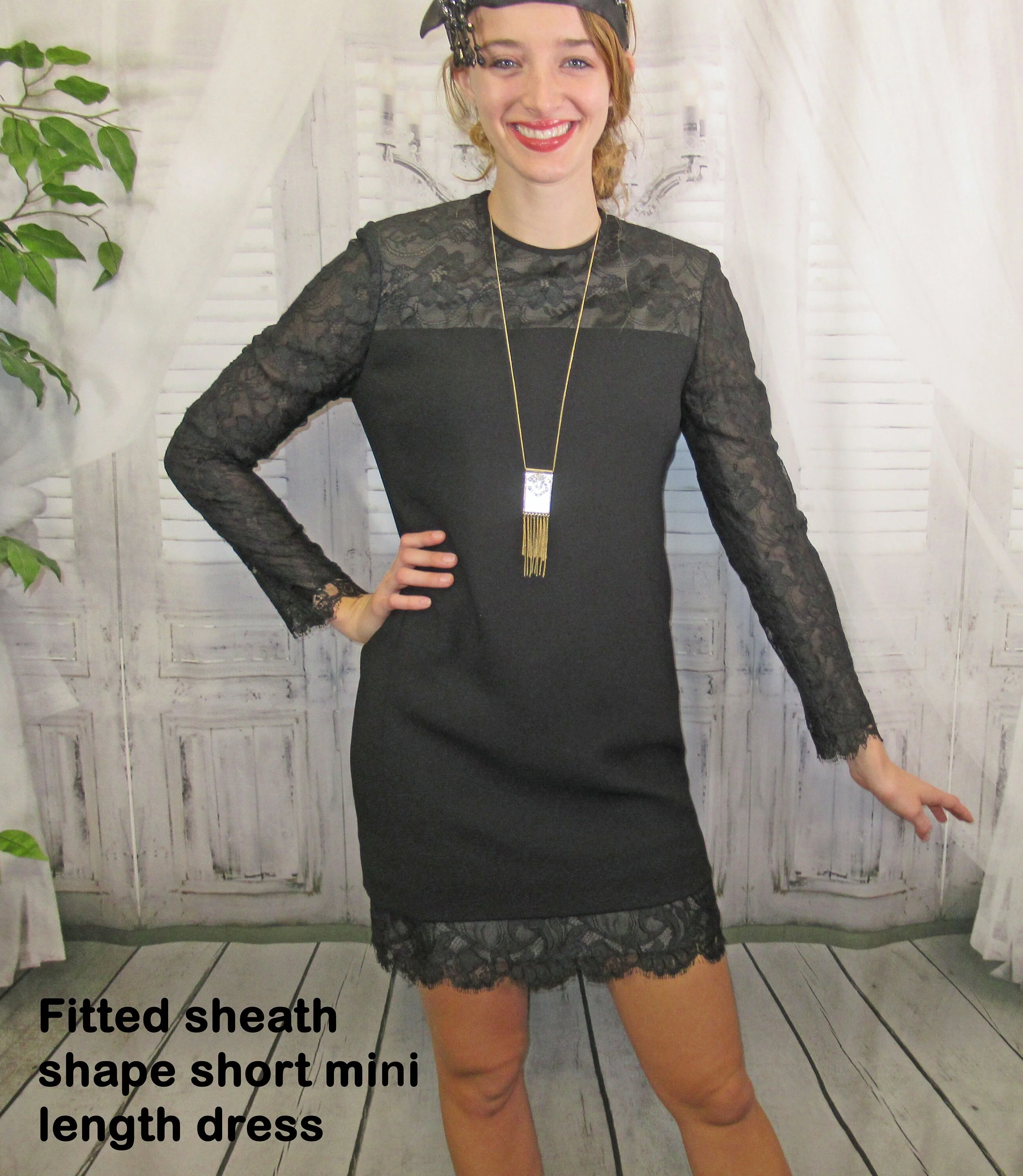 Black Dress Jones New York Lace Yoke Sleeves Hem Long Sheer Sleeves Above Knee Length Made In Korea Back Zipper by Jones New York - Image 9