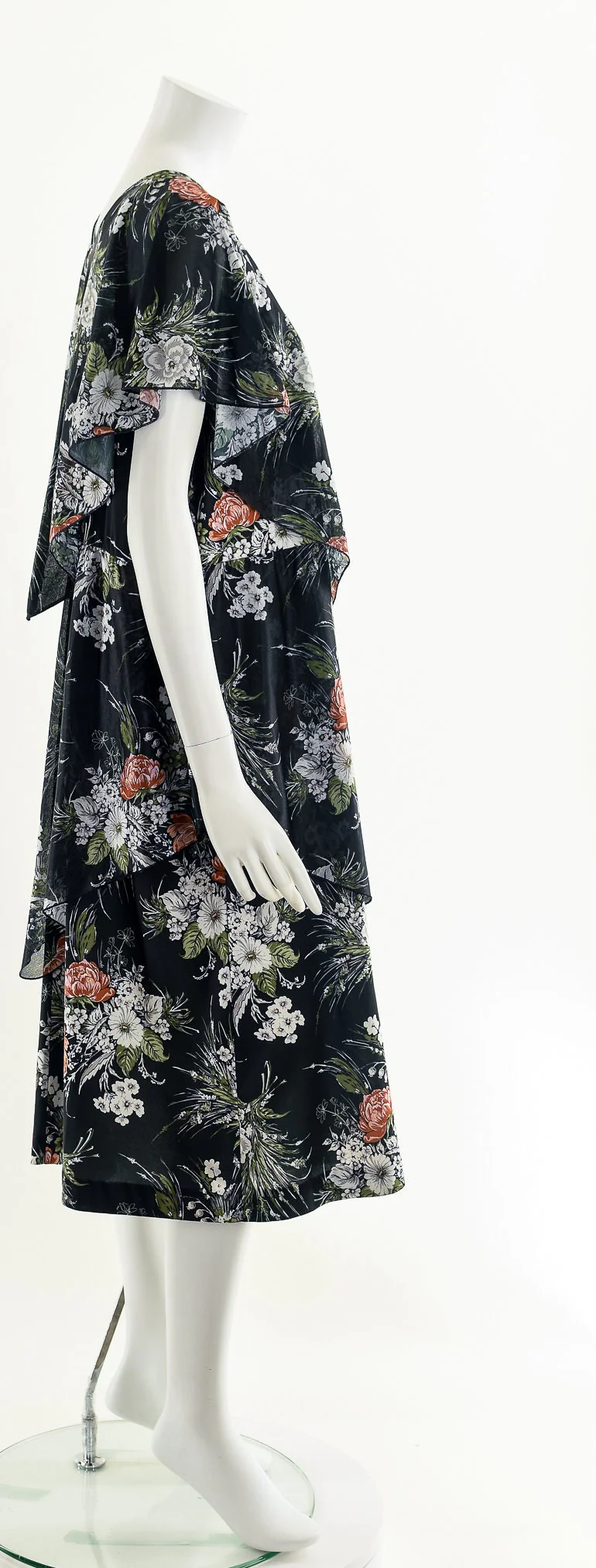 Black Floral Flowy Midi Dress - Image 5