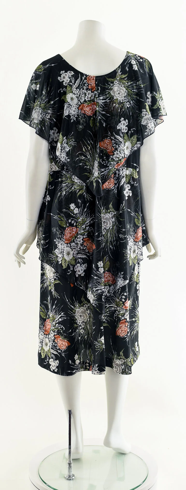 Black Floral Flowy Midi Dress - Image 7