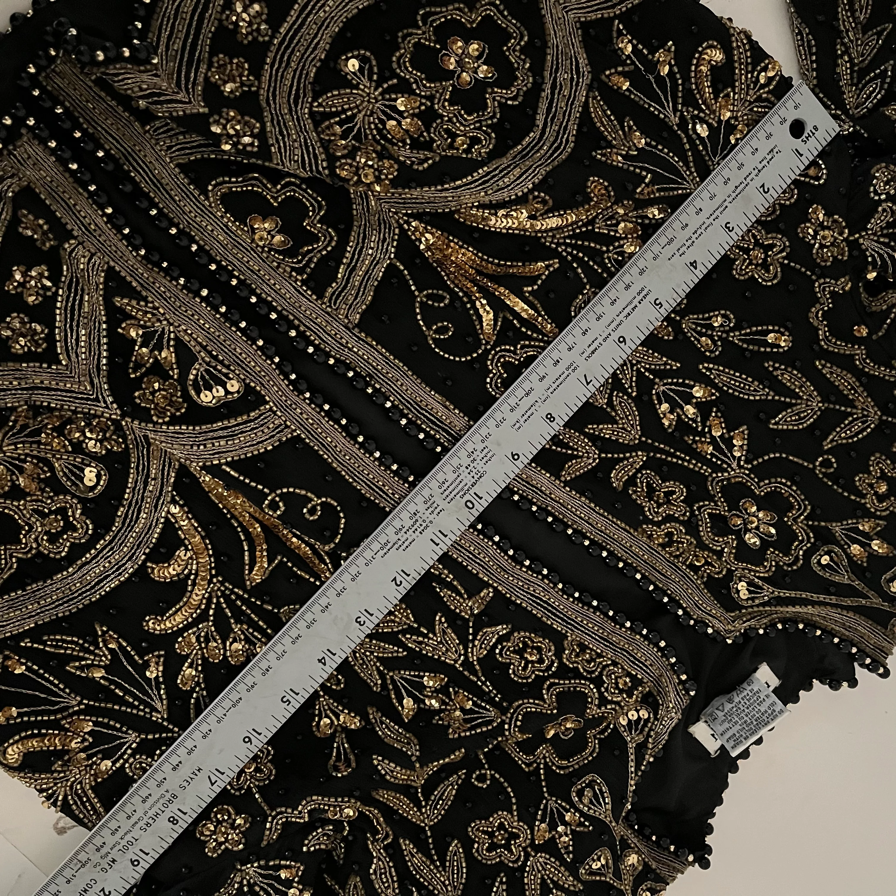 Black Gold Beaded Evening Jacket Open Front Lined By Nipon Night - Image 9