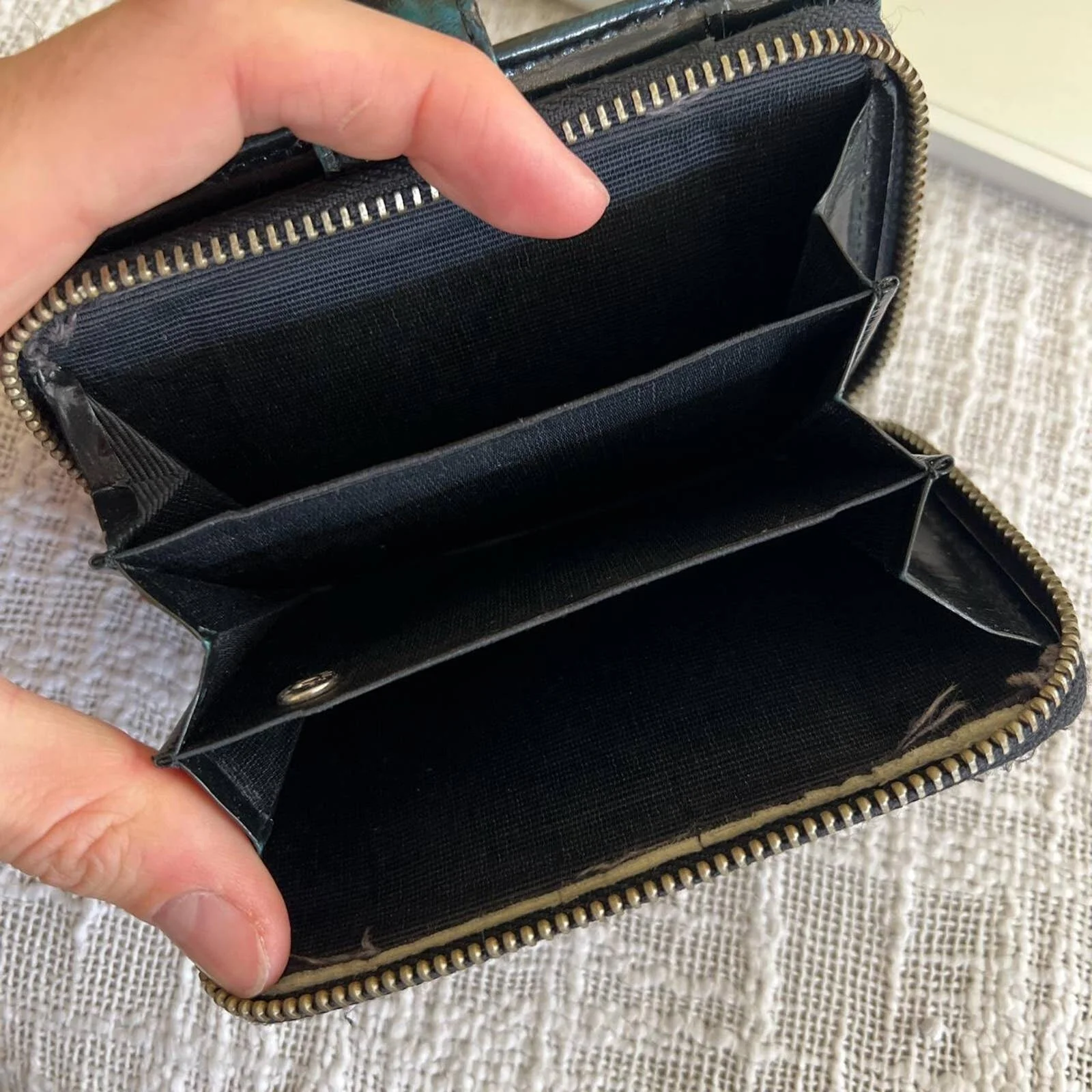 Black Graffiti Effect Leather Wallet by Masaki Matsushima - Image 4