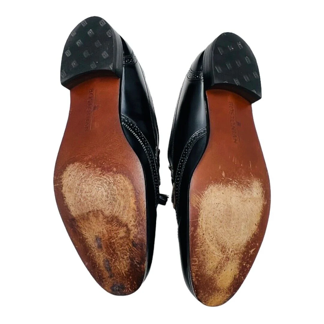Black Leather Brogue Wingtip Kiltie Tassels Shoes Mens 10 N by Bostonian - Image 11