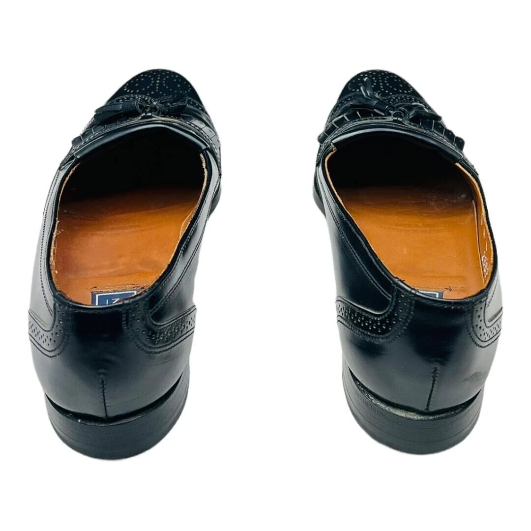 Black Leather Brogue Wingtip Kiltie Tassels Shoes Mens 10 N by Bostonian - Image 7
